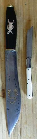 Athame and boline used in Wicca ritual